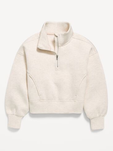 Old Navy Bounce Fleece Half-Zip Pullover Sweatshirt for Girls - Light Oatmeal in Kuwait