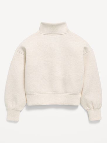 Old Navy Bounce Fleece Half-Zip Pullover Sweatshirt for Girls - Light Oatmeal in Kuwait