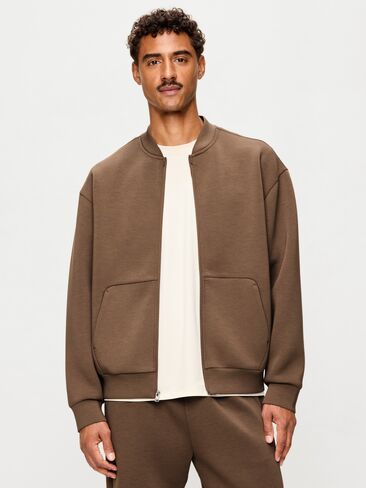 Old Navy Bounce Fleece Oversized Bomber Jacket - Saddle Brown in Kuwait