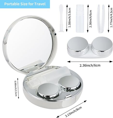 1 PACK Contact Lens Case Kit, Attached 2Pcs contact lens cases can be replaced, Daily Outdoor Use (Rose Gold) in Saudi Arabia