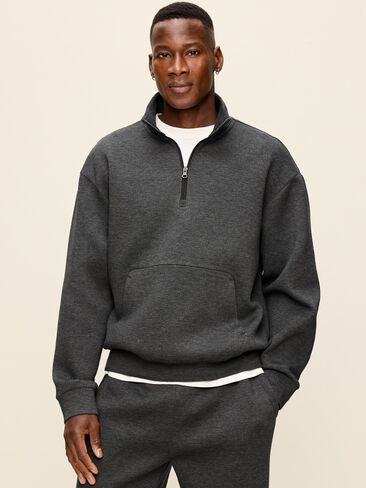 بلوفر Old Navy Bounce Fleece كبير الحجم بنصف سحاب - رمادي داكن منقط in Kuwait