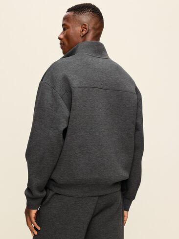 بلوفر Old Navy Bounce Fleece كبير الحجم بنصف سحاب - رمادي داكن منقط in Kuwait