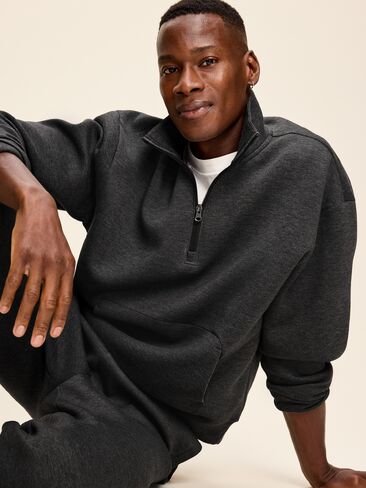 بلوفر Old Navy Bounce Fleece كبير الحجم بنصف سحاب - رمادي داكن منقط in Kuwait