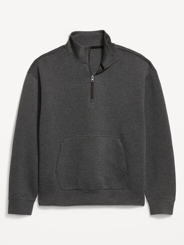 بلوفر Old Navy Bounce Fleece كبير الحجم بنصف سحاب - رمادي داكن منقط in Kuwait