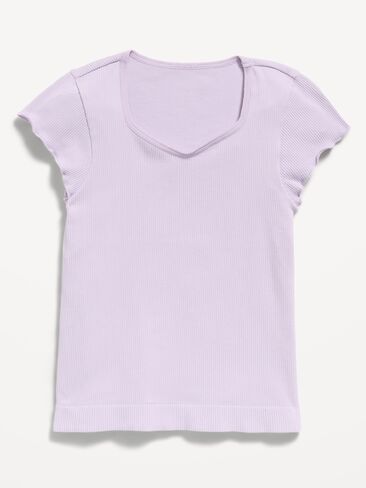Old Navy Fitted Seamless Ribbed  Performance Top for Girls - Dusky Lavender in Kuwait