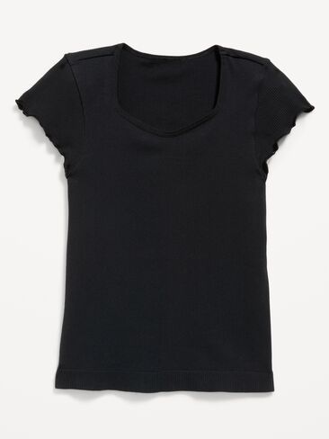 Old Navy Fitted Seamless Ribbed  Performance Top for Girls - Black Jack in Kuwait