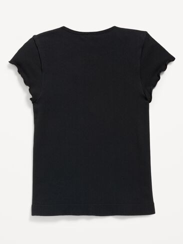 Old Navy Fitted Seamless Ribbed  Performance Top for Girls - Black Jack in Kuwait