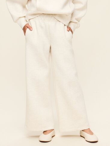 Old Navy High-Waisted Bounce Fleece Wide-Leg Sweatpants for Girls - Light Oatmeal in Kuwait