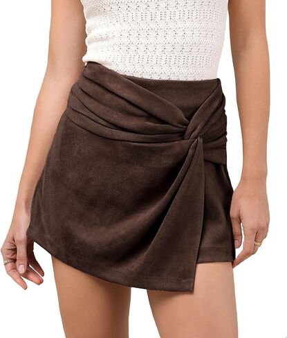 Faux Suede Mini Skirt Fall Winter Bodycon Short Suede Mini Skort for Women in Saudi Arabia