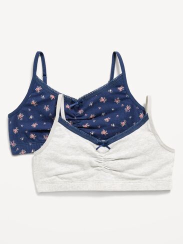 Old Navy Cami Bra 2-Pack for Girls - Blue Floral/Light Gray in Kuwait