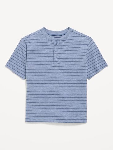 Old Navy Short-Sleeve Textured Striped Henley T-Shirt for Toddler Boys - Pacific Blue in Saudi Arabia