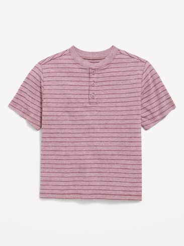 Old Navy Short-Sleeve Textured Striped Henley T-Shirt for Toddler Boys - Red Stripes in Kuwait