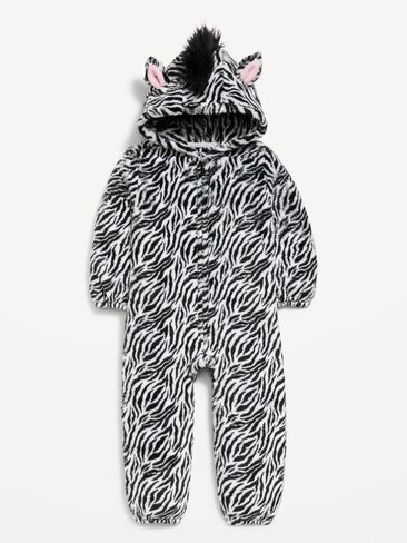 Old Navy Hooded Critter Unisex Sherpa One-Piece for Toddler - Zebra in Kuwait