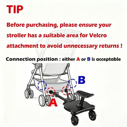 Universal Stroller Board Buggy Board with Detachable Seat, Stroller Glider Board Suitable for Most Brands of Strollers, Stroller Standing Board, Holds Children Up to 55lbs (Black) in Saudi Arabia