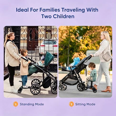 Universal Stroller Board Buggy Board with Detachable Seat, Stroller Glider Board Suitable for Most Brands of Strollers, Stroller Standing Board, Holds Children Up to 55lbs (Black) in Saudi Arabia