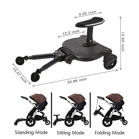 Universal Stroller Board Buggy Board with Detachable Seat, Stroller Glider Board Suitable for Most Brands of Strollers, Stroller Standing Board, Holds Children Up to 55lbs (Black) in Saudi Arabia