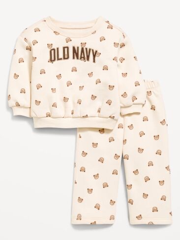 Old Navy Printed Logo Graphic Sweatshirt and Sweatpants Set for Baby - Bears in Kuwait