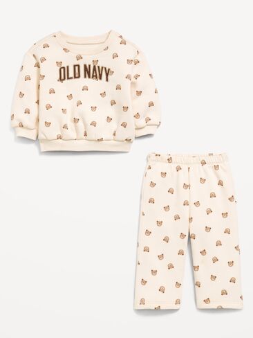 Old Navy Printed Logo Graphic Sweatshirt and Sweatpants Set for Baby - Bears in Kuwait