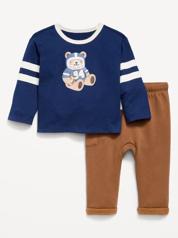 Old Navy Long-Sleeve Graphic T-Shirt and Sweatpants Set for Baby - Football in Kuwait