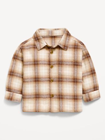 Old Navy Long-Sleeve Plaid Flannel Shirt for Baby - Neutral Plaid in Kuwait