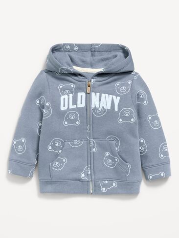 Old Navy Printed Logo Graphic Zip Hoodie for Baby - Blue Bear in Kuwait
