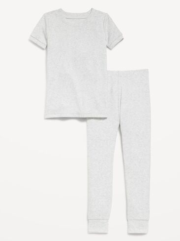 Old Navy Snug-Fit Ribbed Pajama Set for Toddler & Baby - Light Heather Gray in Kuwait