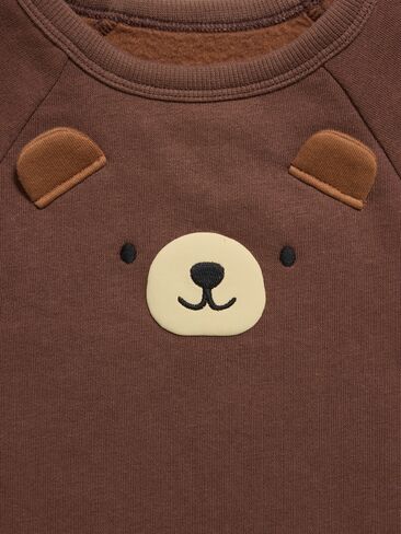 Old Navy Printed Long-Sleeve Fleece One-Piece for Baby - Brown Bear in Kuwait