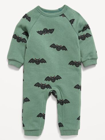 Old Navy Printed Long-Sleeve Fleece One-Piece for Baby - Bats Black in Kuwait