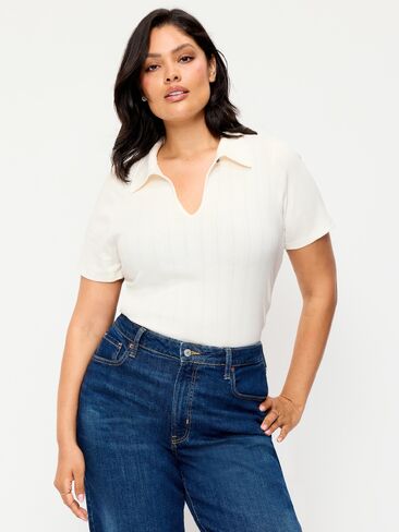 Old Navy Ribbed Keyhole Polo Top - Sea Salt in Kuwait