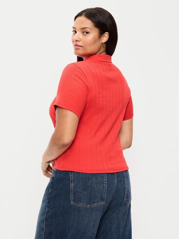 Old Navy Ribbed Keyhole Polo Top - Scotty Red in Kuwait