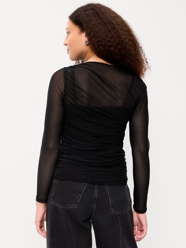 Old Navy Long-Sleeve Draped Mesh Top - Black Jack in Kuwait