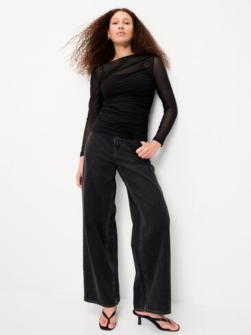 Old Navy Long-Sleeve Draped Mesh Top - Black Jack in Kuwait