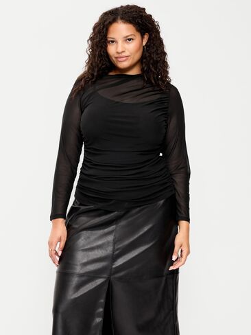 Old Navy Long-Sleeve Draped Mesh Top - Black Jack in Kuwait