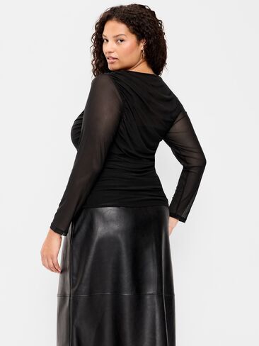 Old Navy Long-Sleeve Draped Mesh Top - Black Jack in Kuwait