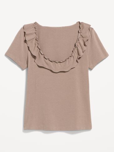 Old Navy Lettuce-Edge Scoop-Neck Top - Chocolate Malted in Kuwait