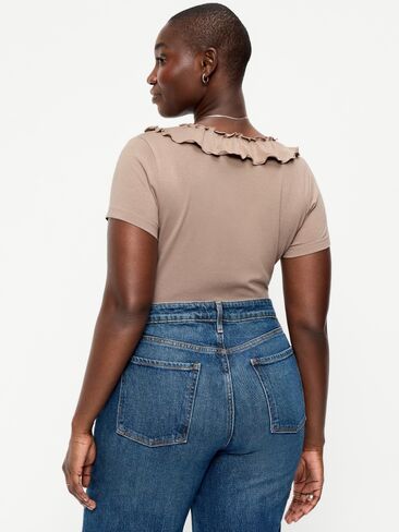 Old Navy Lettuce-Edge Scoop-Neck Top - Chocolate Malted in Kuwait