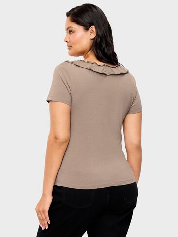 Old Navy Lettuce-Edge Scoop-Neck Top - Chocolate Malted in Kuwait