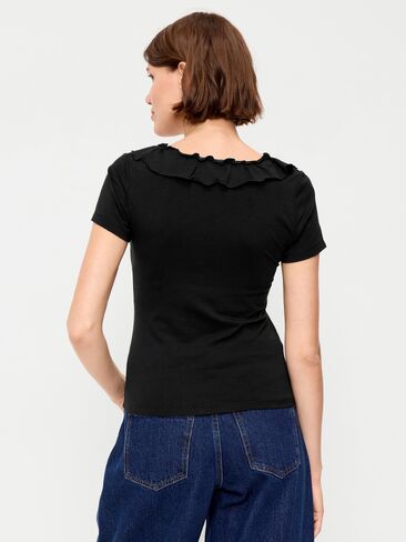 Old Navy Lettuce-Edge Scoop-Neck Top - Black Jack in Kuwait