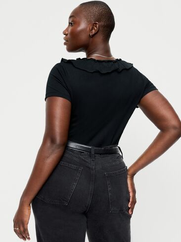 Old Navy Lettuce-Edge Scoop-Neck Top - Black Jack in Kuwait