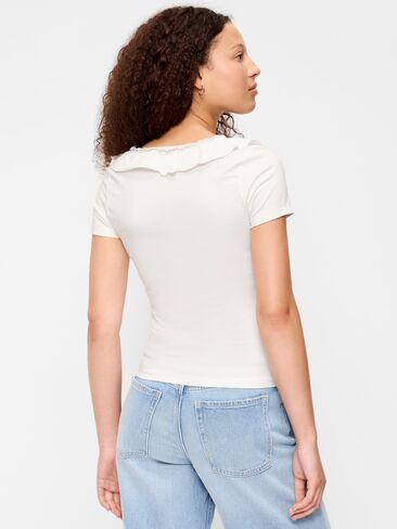 Old Navy Lettuce-Edge Scoop-Neck Top - Sea Salt in Kuwait