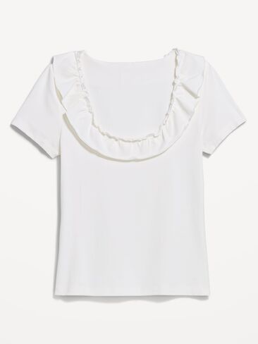 Old Navy Lettuce-Edge Scoop-Neck Top - Sea Salt in Kuwait