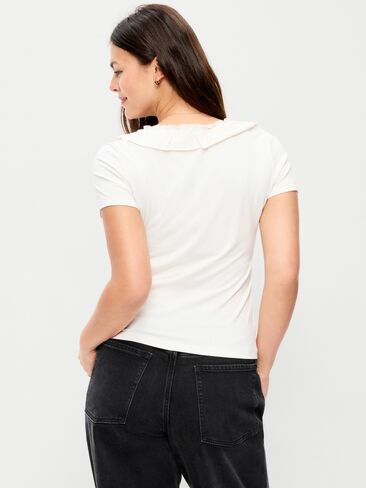 Old Navy Lettuce-Edge Scoop-Neck Top - Sea Salt in Kuwait