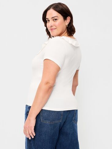 Old Navy Lettuce-Edge Scoop-Neck Top - Sea Salt in Kuwait