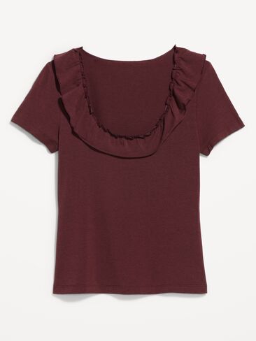 Old Navy Lettuce-Edge Scoop-Neck Top - Reddy Or Not in Kuwait
