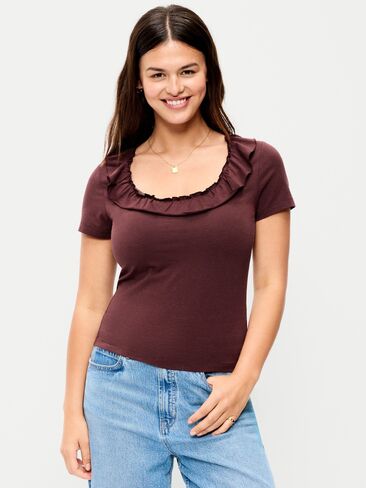 Old Navy Lettuce-Edge Scoop-Neck Top - Reddy Or Not in Kuwait