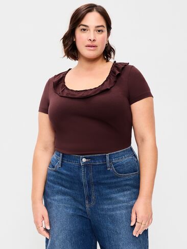 Old Navy Lettuce-Edge Scoop-Neck Top - Reddy Or Not in Kuwait