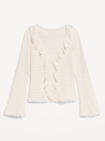 Old Navy Fitted Bell-Sleeve Ruffle Top - Sea Salt in Kuwait