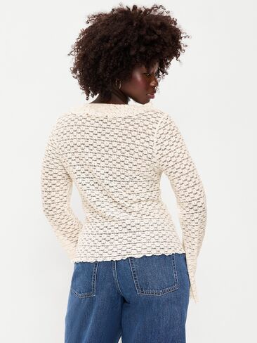 Old Navy Fitted Bell-Sleeve Ruffle Top - Sea Salt in Kuwait