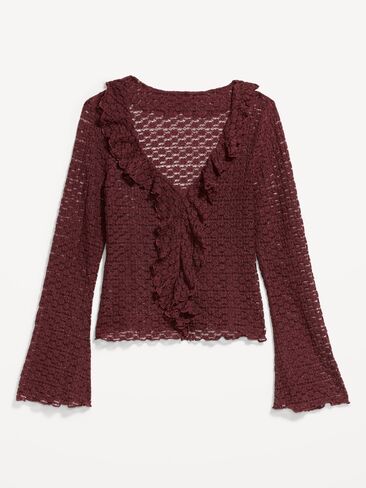 Old Navy Fitted Bell-Sleeve Ruffle Top - Reddy Or Not in Kuwait