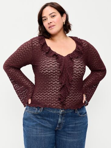 Old Navy Fitted Bell-Sleeve Ruffle Top - Reddy Or Not in Kuwait